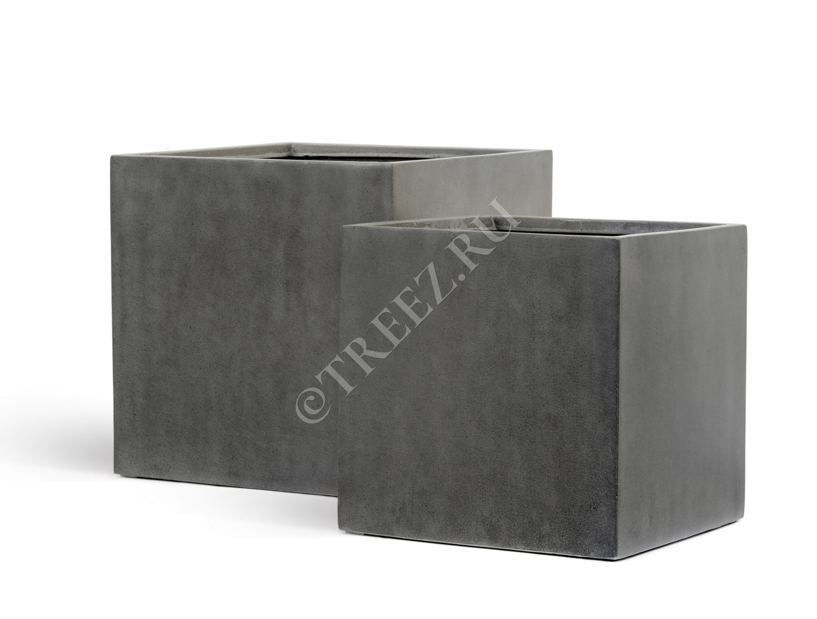 41.3317-02-005-GR/XL-40 Кашпо  Effectory - серия Beton - Куб (без вставок) - Тёмно-серый бетон Цветочная коллекция  - Вид №3