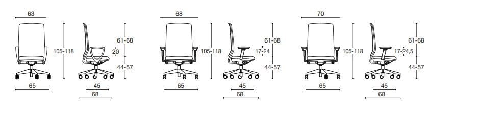 5 спиц подлокотник ткань операционный офисный стул Diemme Goal ARCH-00142335 - Вид №4
