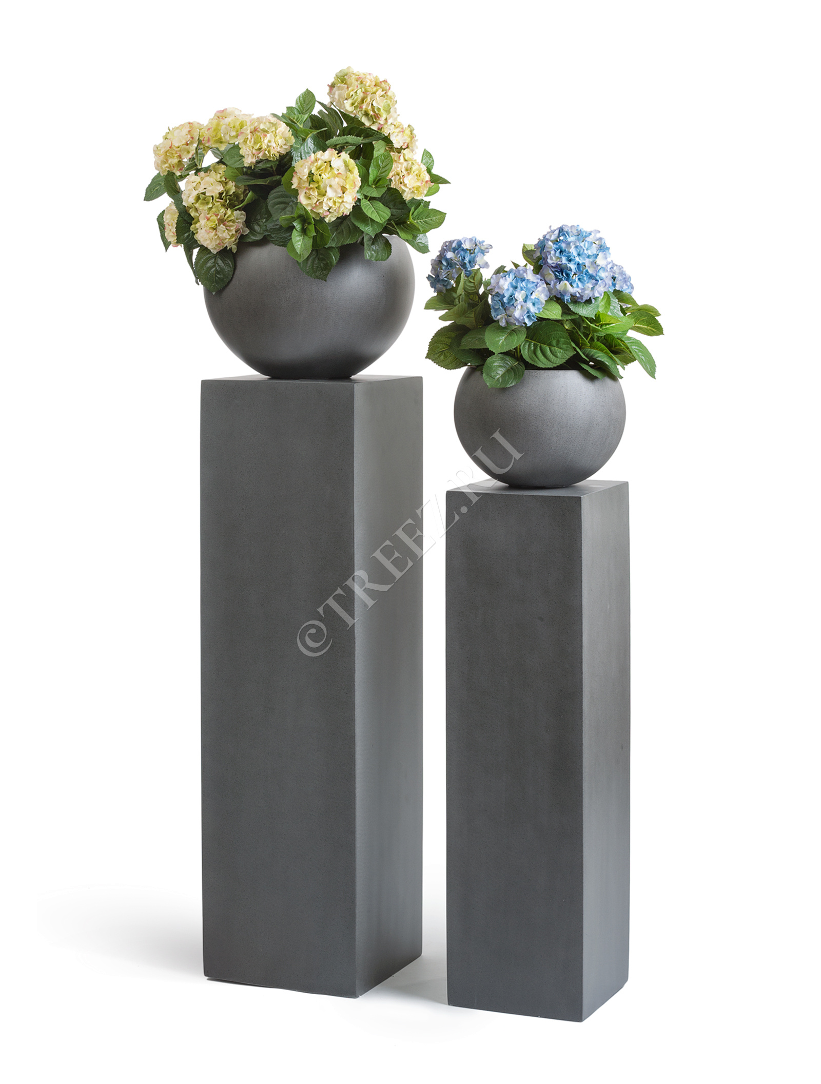 41.3318-02-018-GR-22 Кашпо  Effectory - серия Beton - Полусфера - Тёмно-серый бетон Цветочная коллекция  - Вид №7