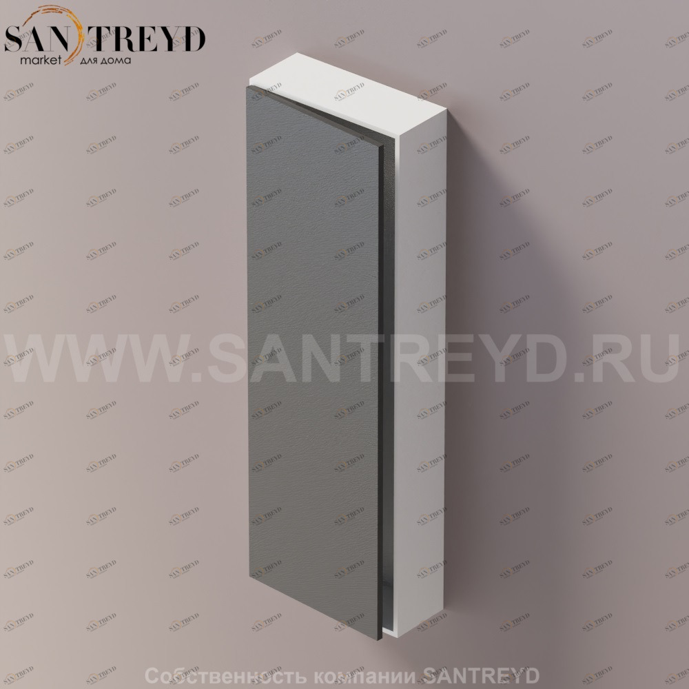 LIFT Модульный шкаф 120 см с левой дверью на доводчиках. Модули могут располагаться горизонтально и вертикально. Отделка: белая краска и черная кожа. AMOB054NELZSX Agape