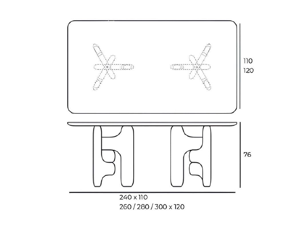 Прямоугольный стол с твердой деревянной основой Pacini & Cappellini Clifford ARCH-00051564 - Вид №3