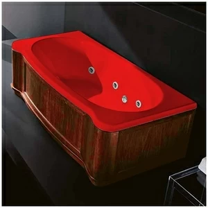 Ванна Gruppo treesse New Classic Young STD-V6747-SX-WO-K красная с гидромассажем прямоугольная левая деревянная панель орех