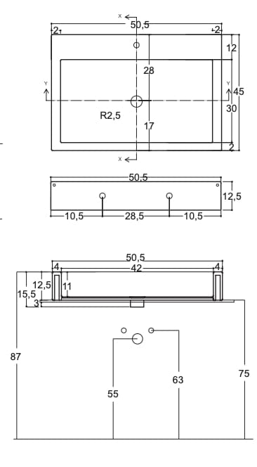 Керамическая прямоугольная раковина Nic ARCH-00032450 - Вид №3