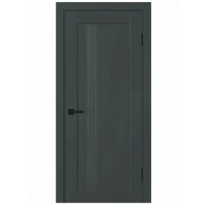 Дверь межкомнатная глухая Калга 90x200 см ПВХ цвет графит с замком и петлями