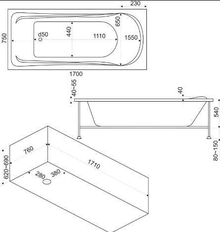 В 00023 Ванна Bas Мальта Santreyd - Вид №1