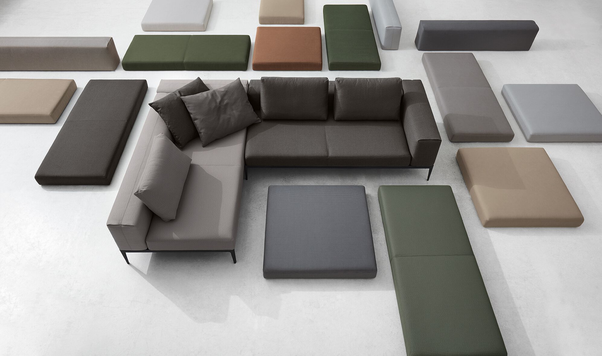 2-местный тканевый модульный садовый диван Gloster сетка ARCH-00041840 - Вид №11