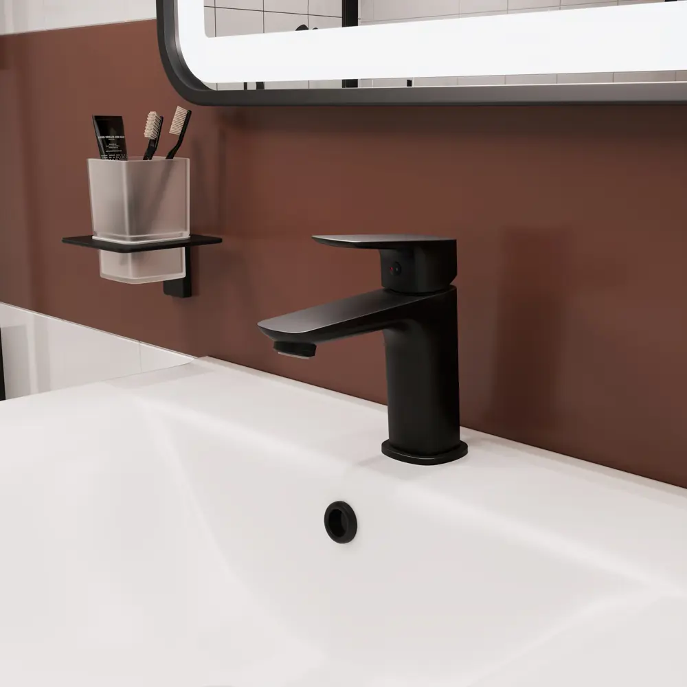 Смеситель для раковины Iddis Ridge RIDBL00i01 однорычажный цвет черный STLM-2023367 - Вид №1