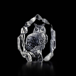 33600 Скульптура из прозрачного хрусталя «Филин», 100/125 мм. Maleras