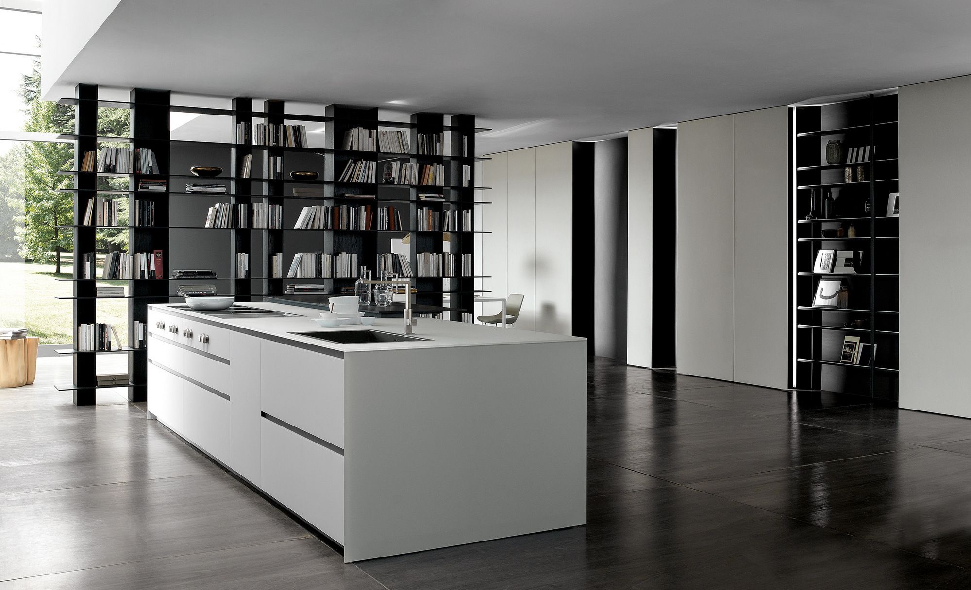 Двухсторонний книжный шкаф из эвкалипта с креплением пол-потолок MODULNOVA Skill ARCH-00088601 - Вид №2