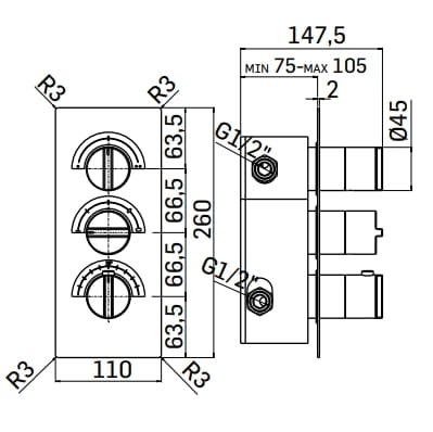 Термостатический смеситель для душа Mamoli Castiglioni ARCH-00039144 - Вид №3