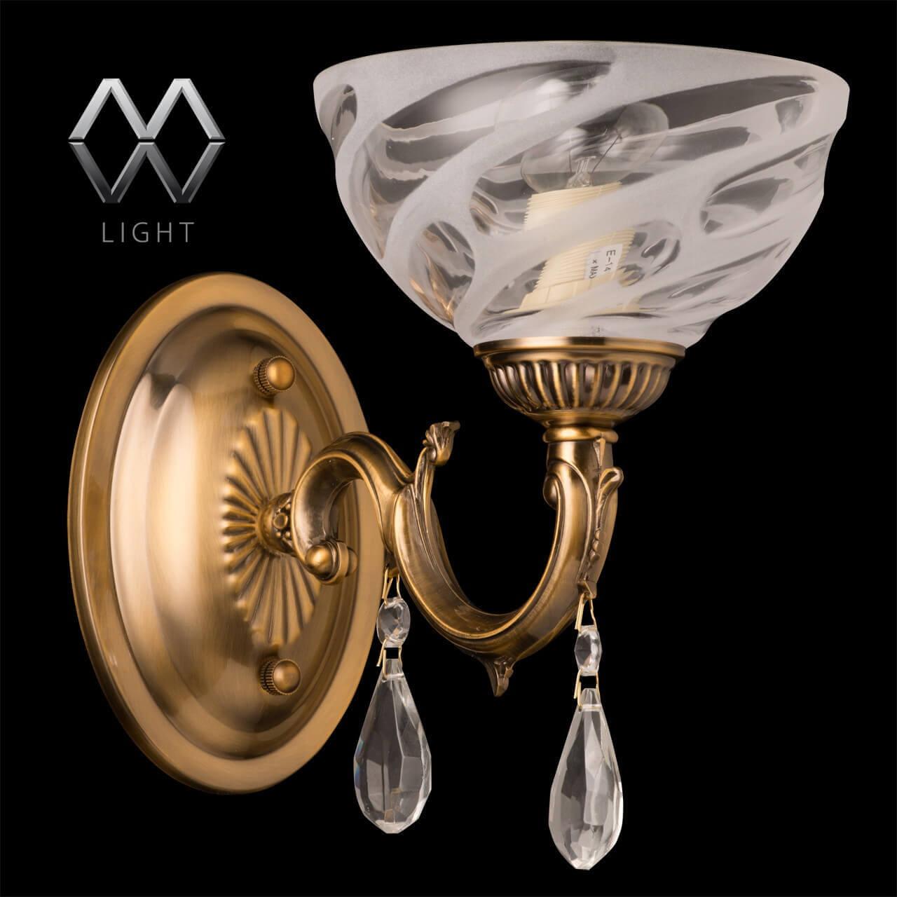 Бра со стеклянным плафоном бронза "Аманда" 481020901 MW-LIGHT АМАНДА 00-3927778 Белый;бронза - Вид №1