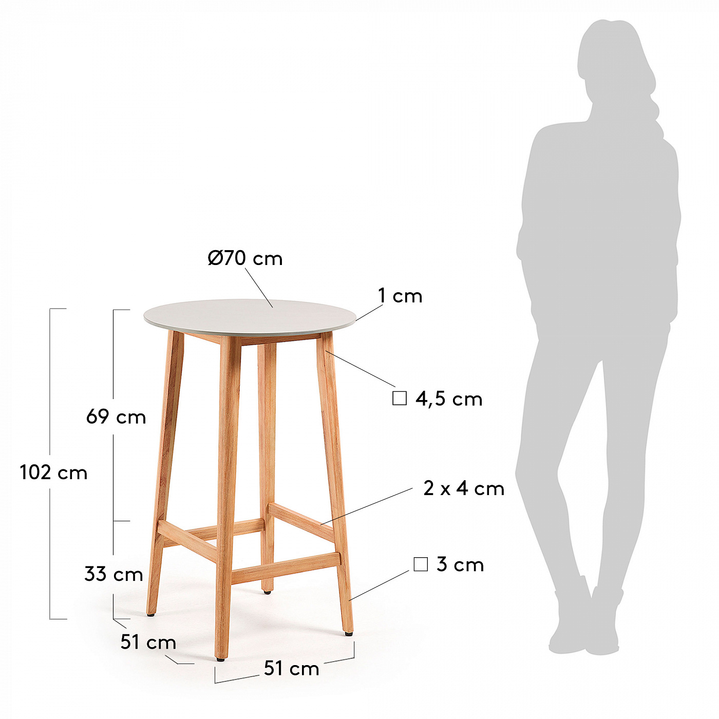 067691 Стол Giorgia Ø70 эвкалипт серый полицемент La Forma Georgette 