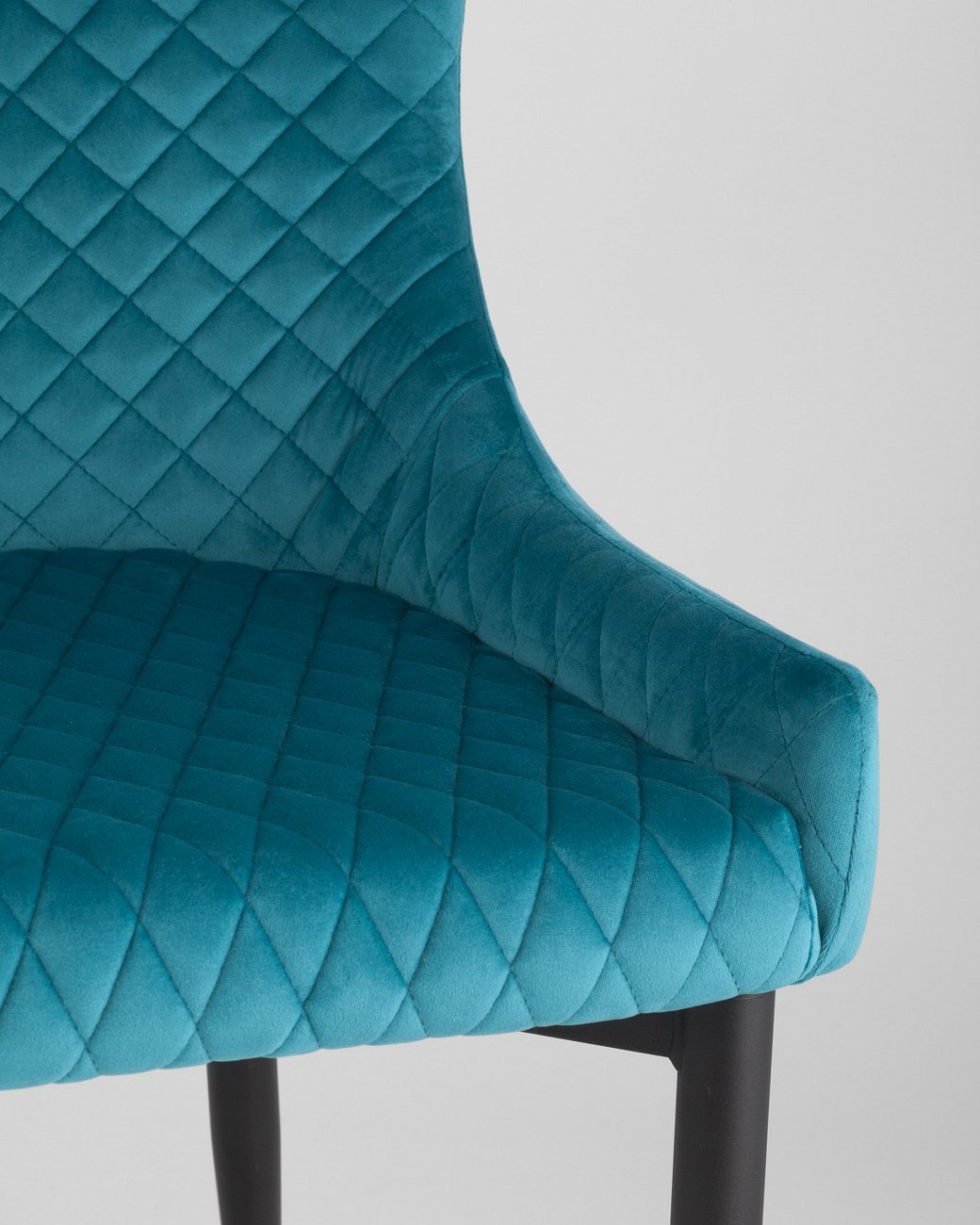 Стул мягкий со спинкой темно-бирюзовый с черными металлическими ножками "Ститч" STOOL GROUP ДИЗАЙНЕРСКИЕ 00-3881931 Голубой  - Вид №7