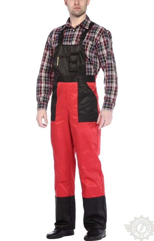61466 Полукомбинезон "Мастер" красно-черный  Летняя спецодежда  размер 56-58/182-188  - Вид №2