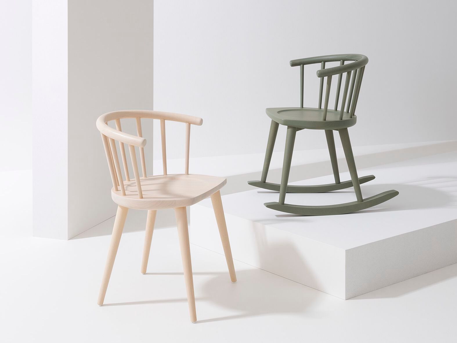 Кресло-качалка из бука с подлокотниками Billiani W ARCH-00133514 - Вид №2