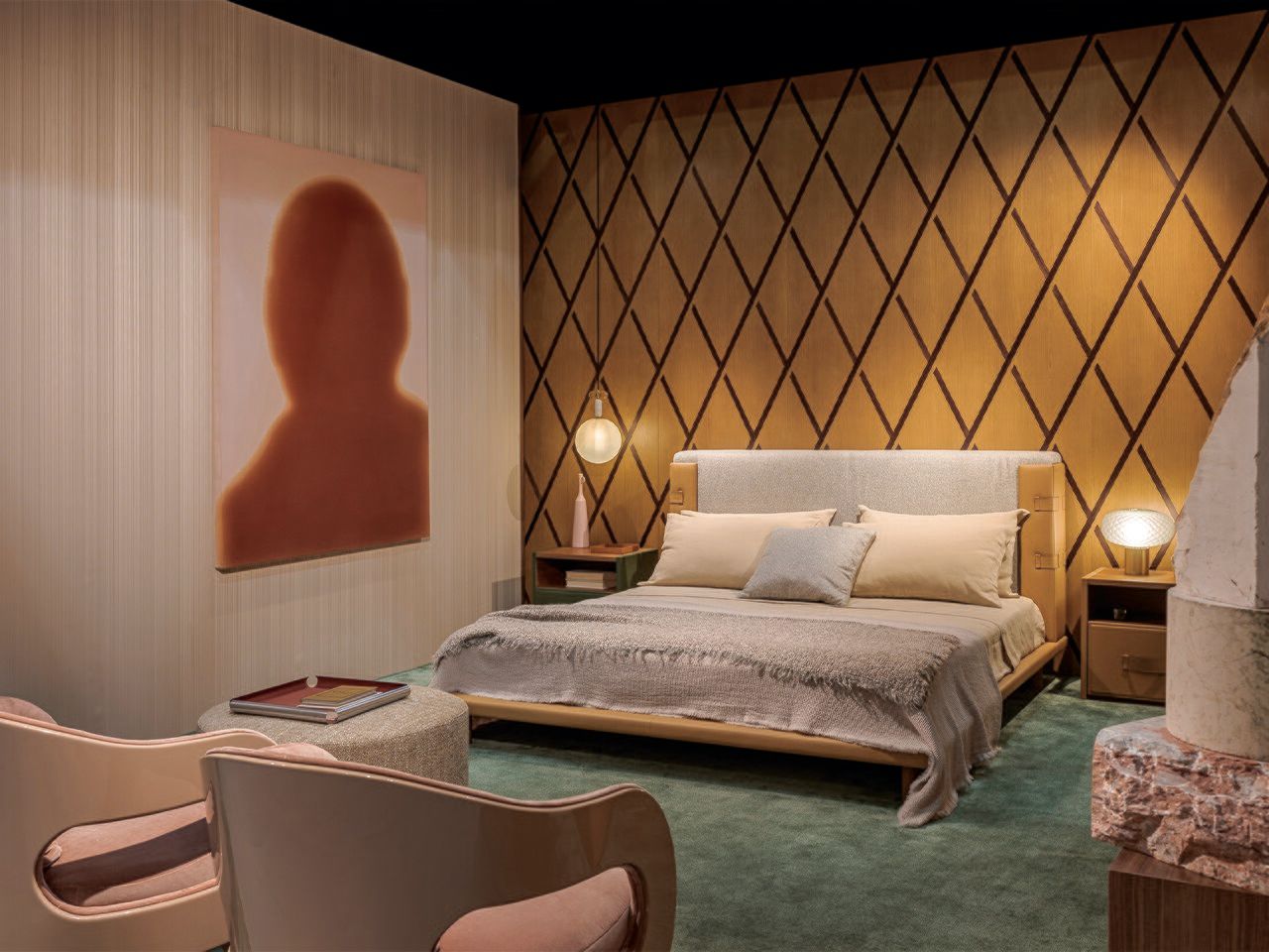 Кожаная и тканевая кровать с мягким изголовьем Turri ателье ARCH-00038096 - Вид №1