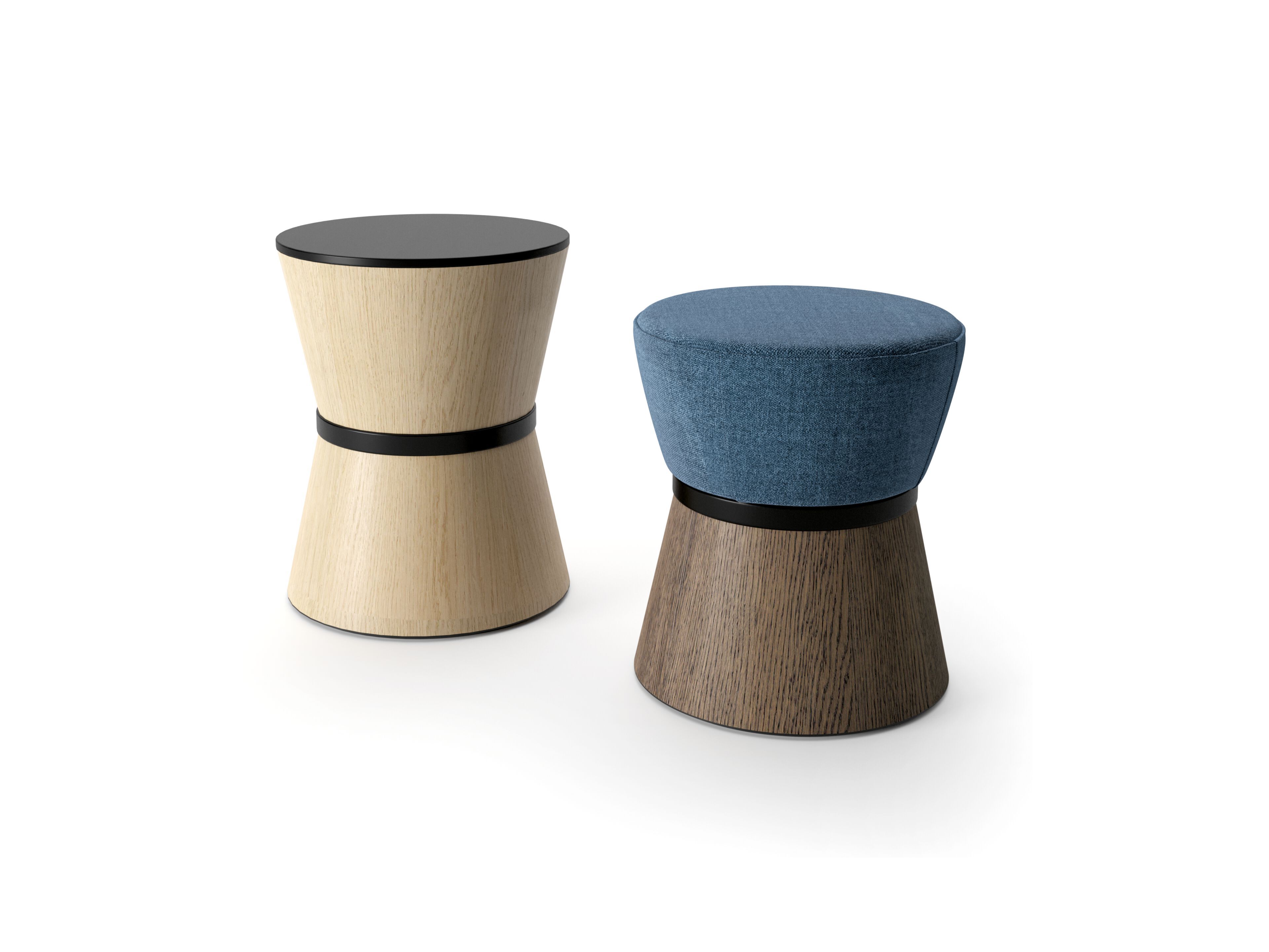 Круглый мягкий пуф из ткани и дерева Innova Imbottiti Мокко ARCH-00016618