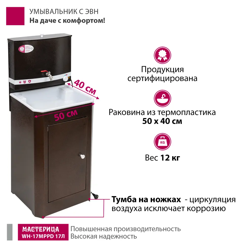 Мастерица — компактный дачный умывальник с подогревом воды 86989640 STLM-0072668 - Вид №12
