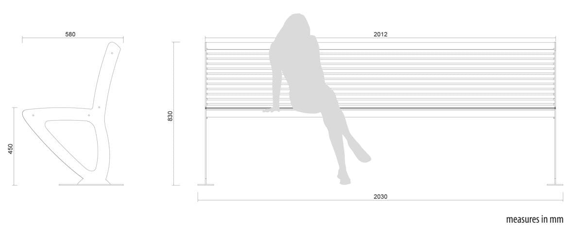Оцинкованная стальная скамья со спинкой Lazzari BRUXELLES ARCH-00152249 - Вид №5