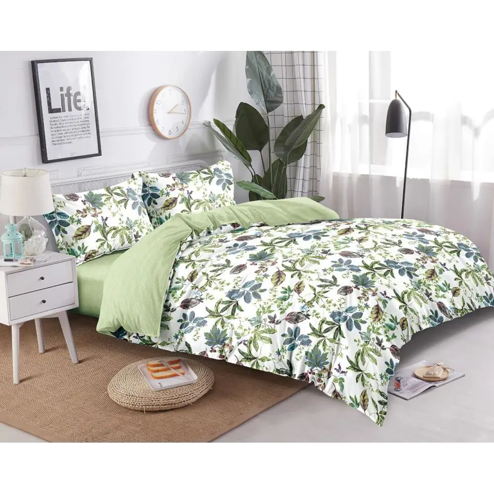 Комплект постельного белья Amore Mio Эко евро сатин зелёный STLM-2058262