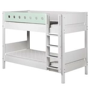 Кровать Flexa White двухъярусная с лестницей, 200 см, белая с мятным