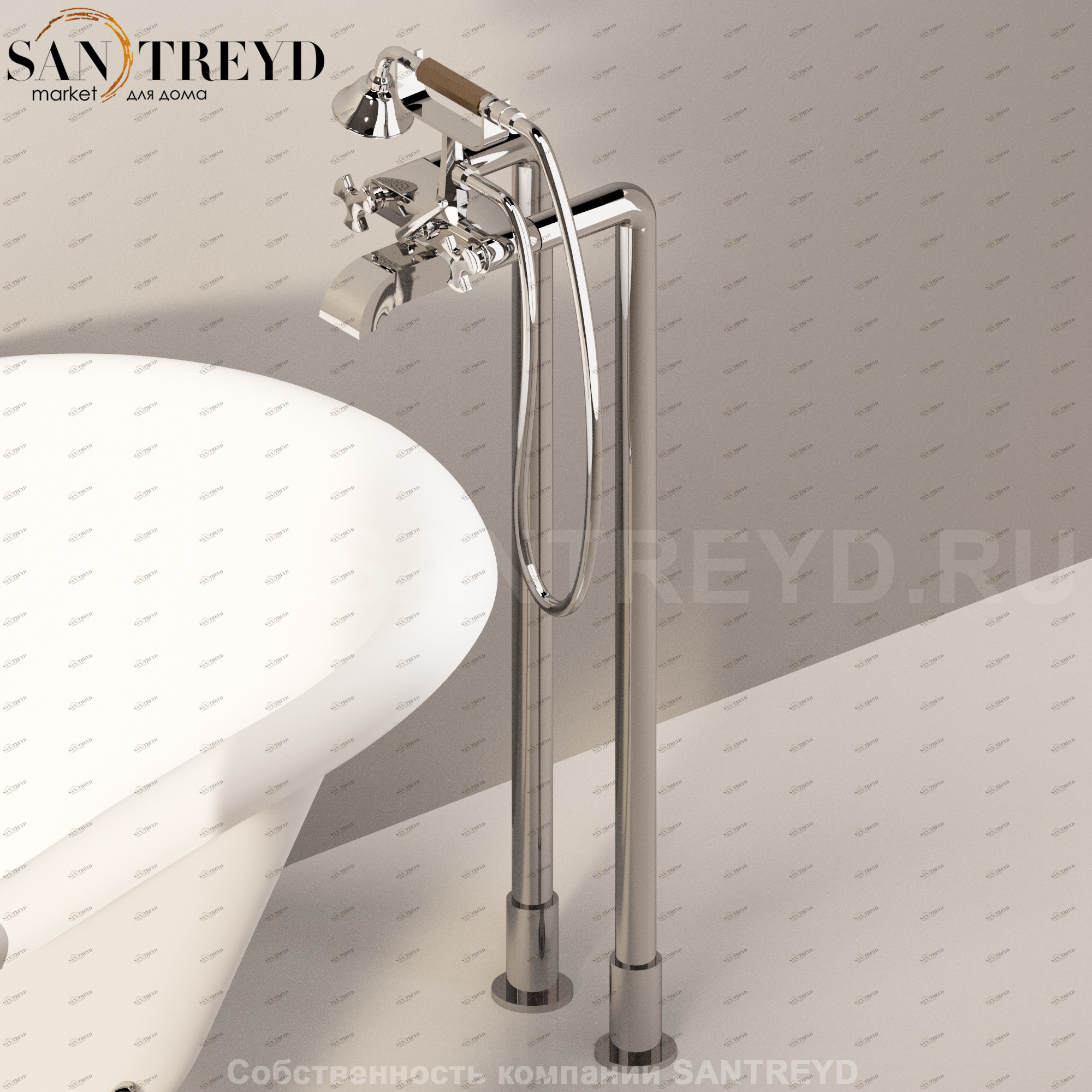 Flaminia EVERGREEN Напольный смеситель для ванны хромированный EG700.CR Ceramica Flaminia EG700CR