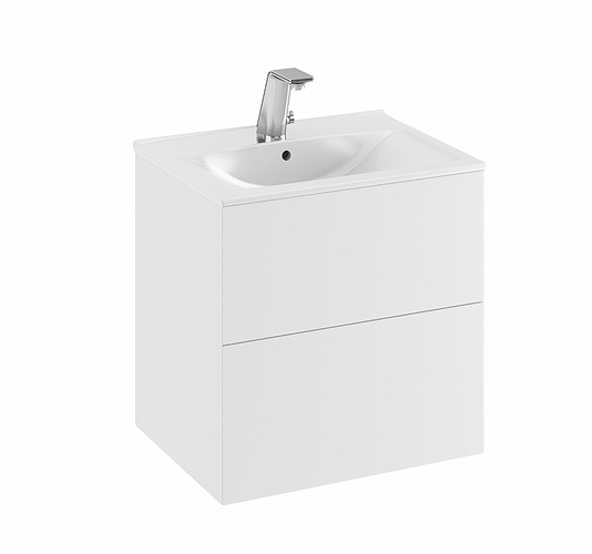 9751072111 IDO Elegant напольный шкаф для мебельной раковины с двумя ящиками, W = 600 мм, W1 = 610 мм, матовый черный - Вид №1