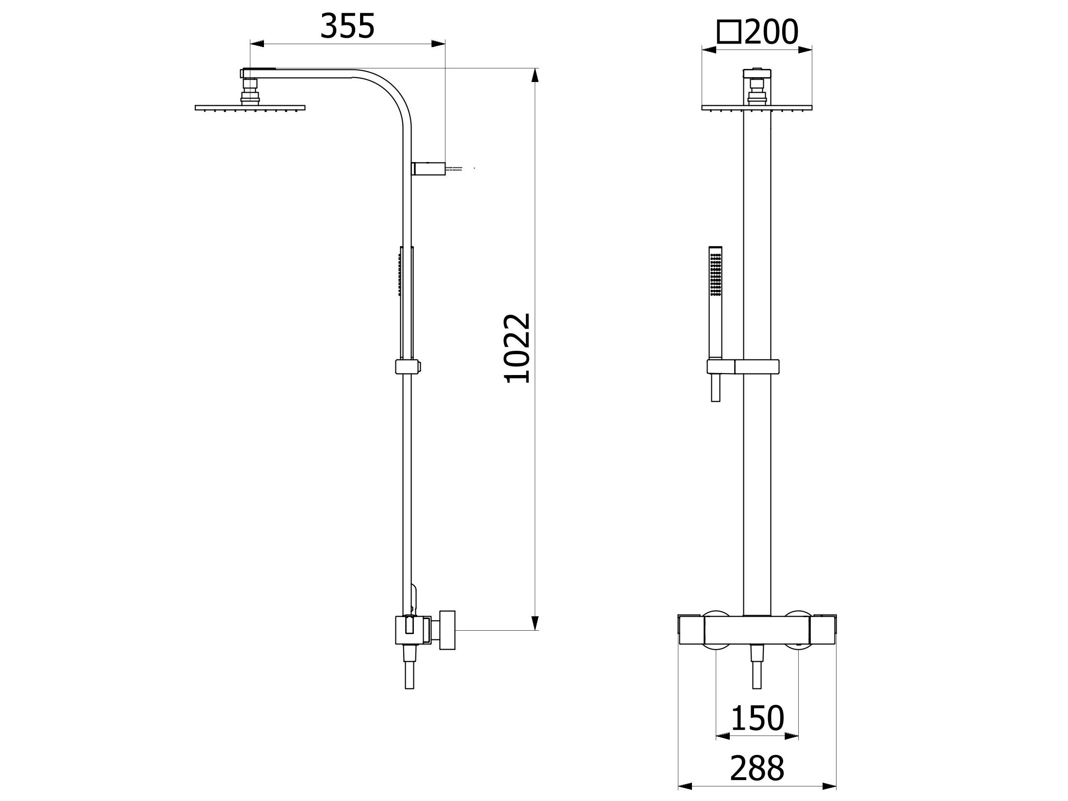 Настенная термостатическая душевая колонна с ручным душем IB сердцеед ARCH-00037669 - Вид №2