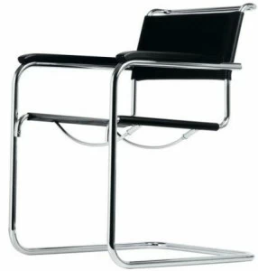 Thonet Консольное кожаное кресло с подлокотниками S 33