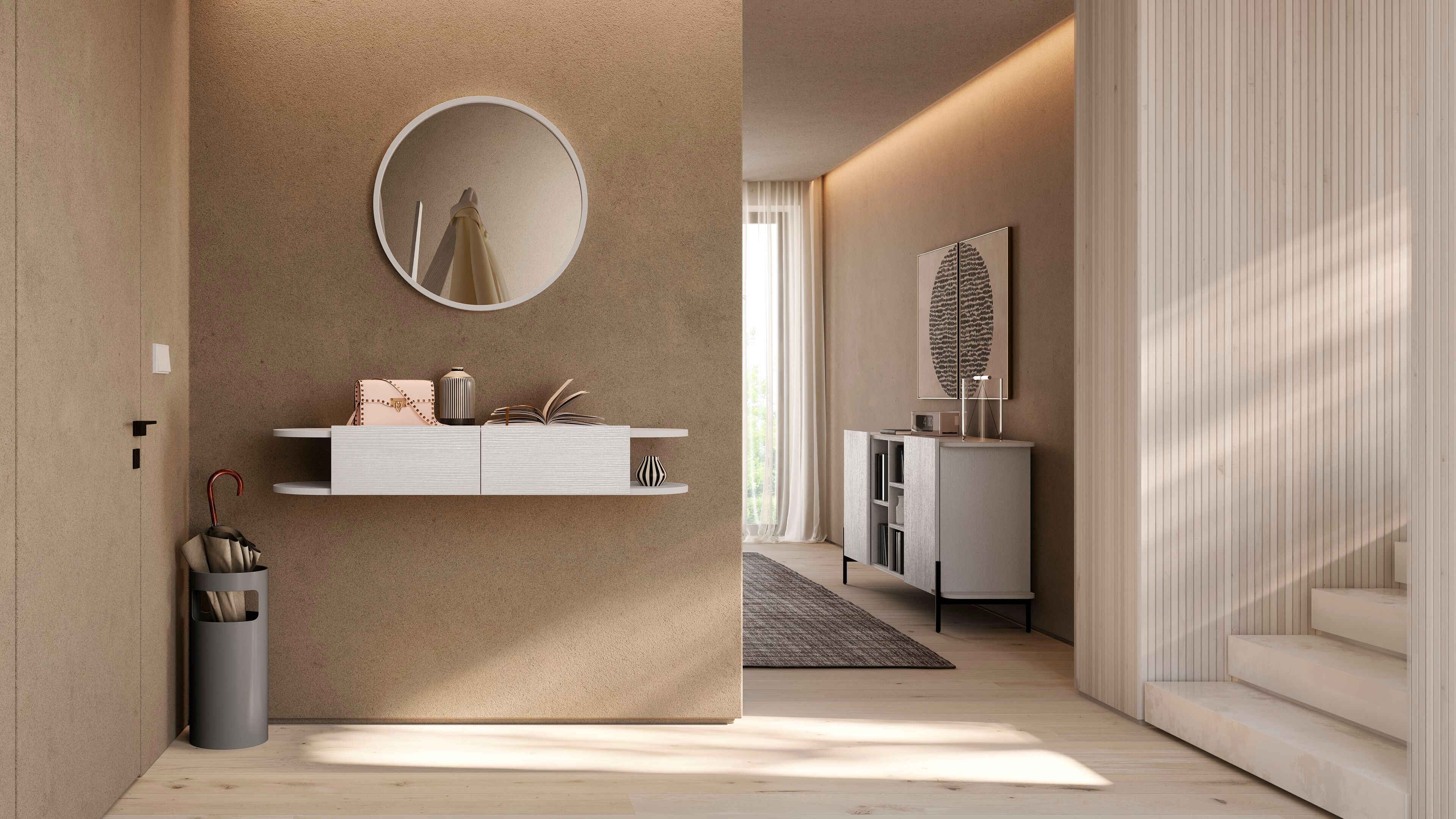 Подвесная консоль из меламиновой ткани с ящиками Mobili Fiver оливковый ARCH-00003487 - Вид №2