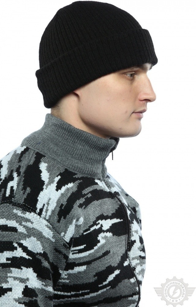 59190 Шапка вязаная трикотажная черная  Головные уборы  размер Спецодежда  - Вид №5