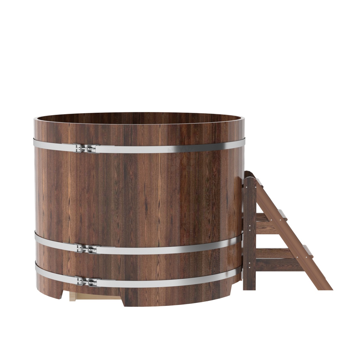 1208 Купель круглая из лиственницы d=1,50х1,2 морёная премиум Alyarus  - Вид №2