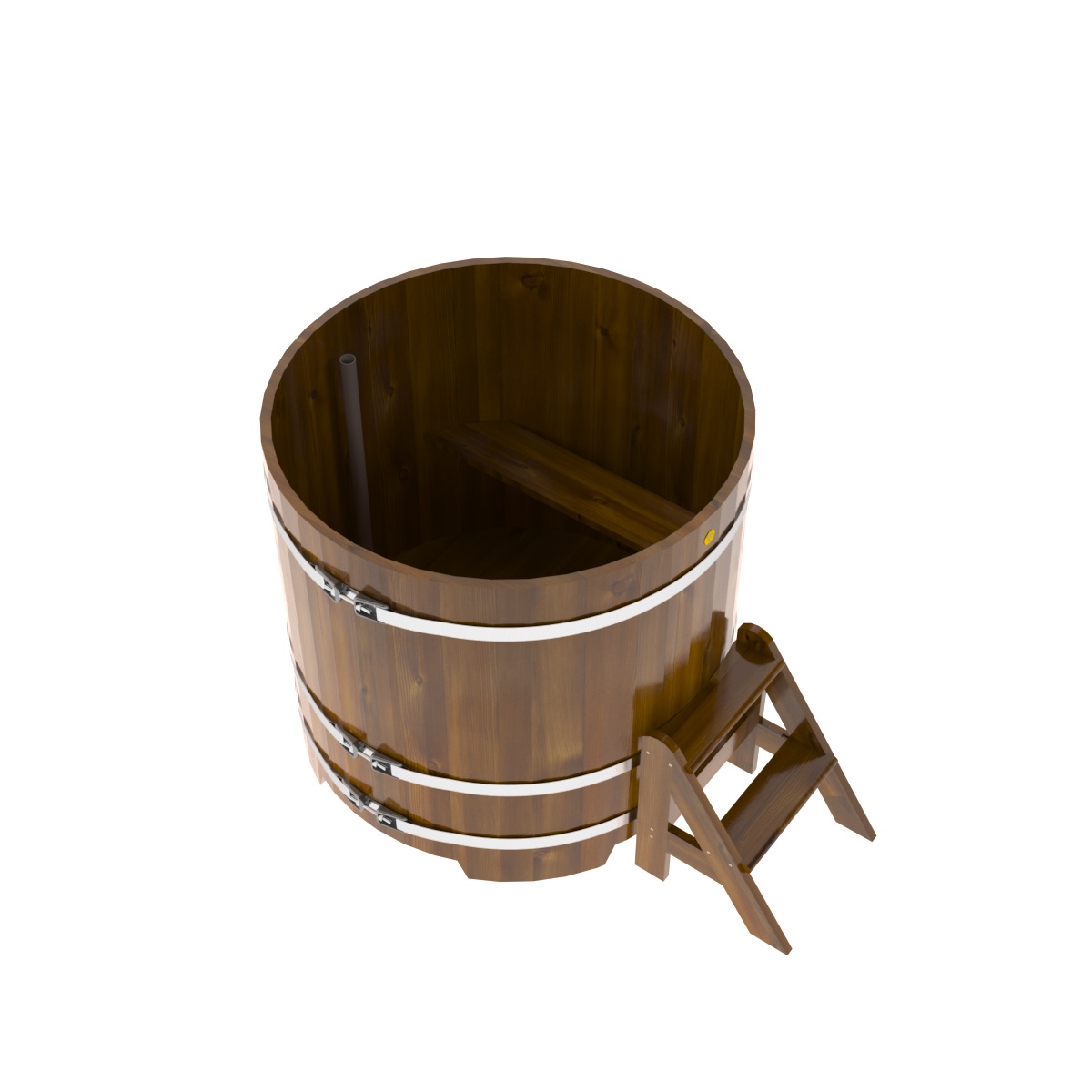 2224 Купель круглая из лиственницы Рустик d=1,17х1,1 морёная Alyarus  - Вид №2