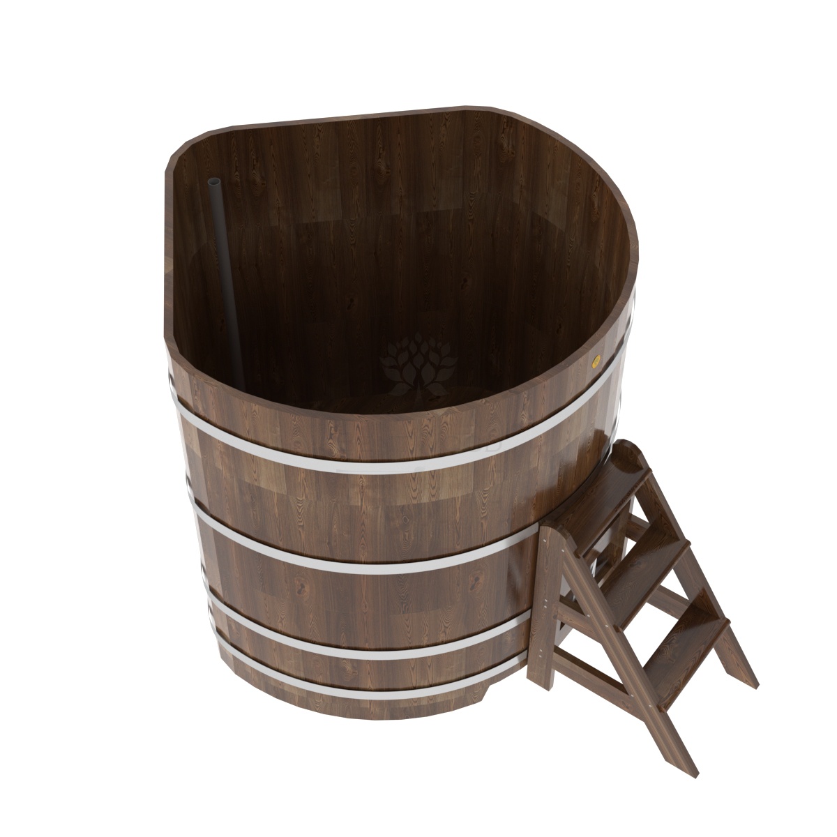 1589 Купель угловая из сращенных ламелей лиственницы 1,37х1,37х1,4 морёная Alyarus  - Вид №2