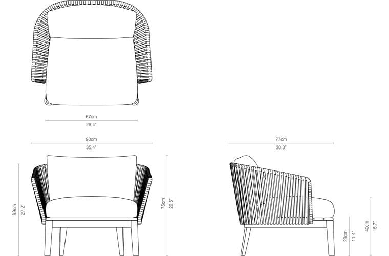 Тканевое садовое кресло с подлокотниками TRIBÙ Mood ARCH-00011932 - Вид №4