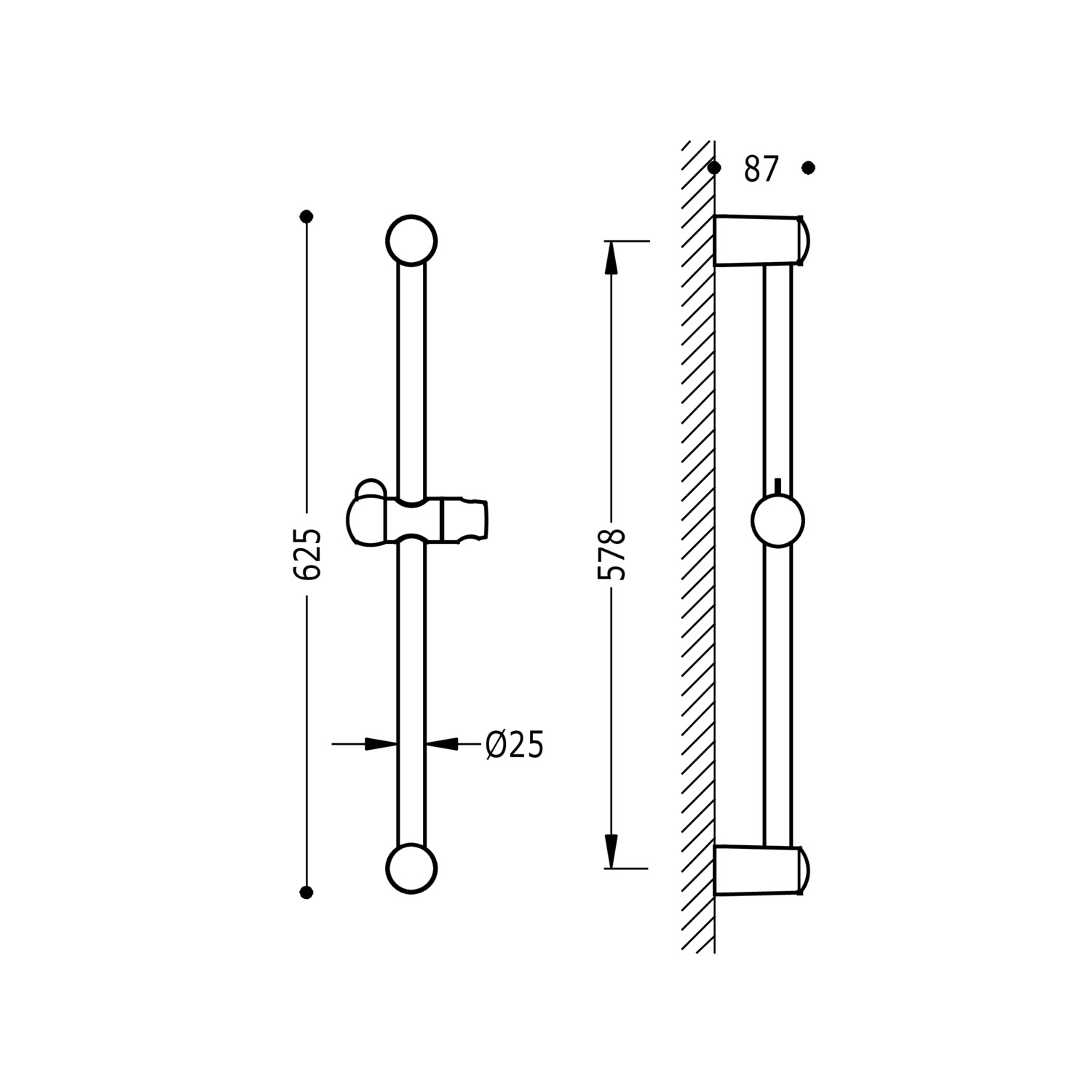 Раздвижная планка для душа-134835 TRES Showers - Вид №1