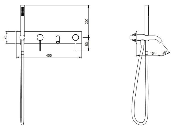 Набор настенных ванн из нержавеющей стали с пластиной Rubinetterie Treemme 40 мм ARCH-00074117 - Вид №2