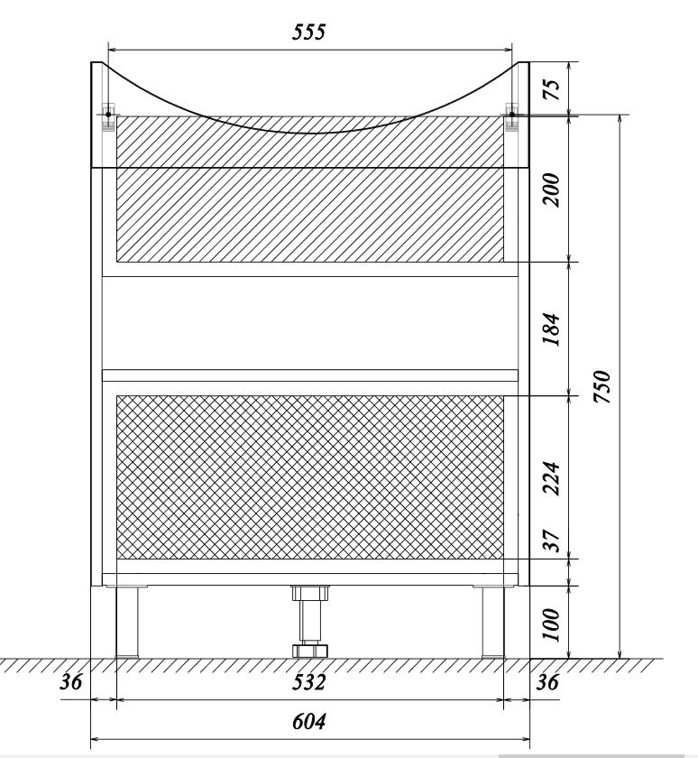 У50109 Тумба без раковины Вита 65Н 2д, МДФ 1 Marka Вита - Вид №6