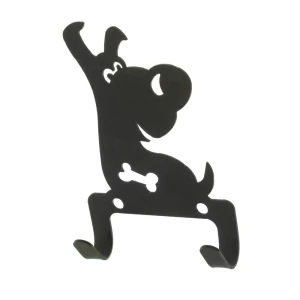 Крючок мебельный двухрожковый DuckandDog Собака сталь матовый чёрный
