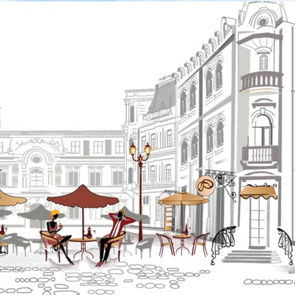 Кухонный фартук АБС Stella Light Уличное кафе 600*3000*0,75мм STSR-996