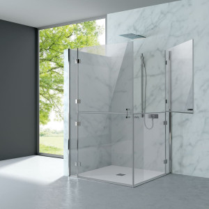 Алюминиевая и стеклянная угловая прямоугольная душевая кабина с распашной дверью