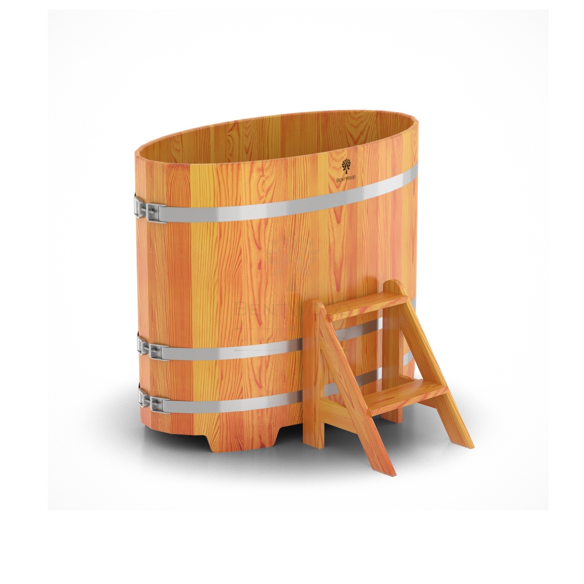 1129 Купель овальная из лиственницы 0,59х1,06х1,10 натуральная премиум Alyarus 