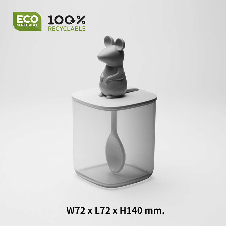 QL10365-CL-GY Банка для сыпучих продуктов lucky mouse seasoning с ложкой, 250 мл Qualy  - Вид №3