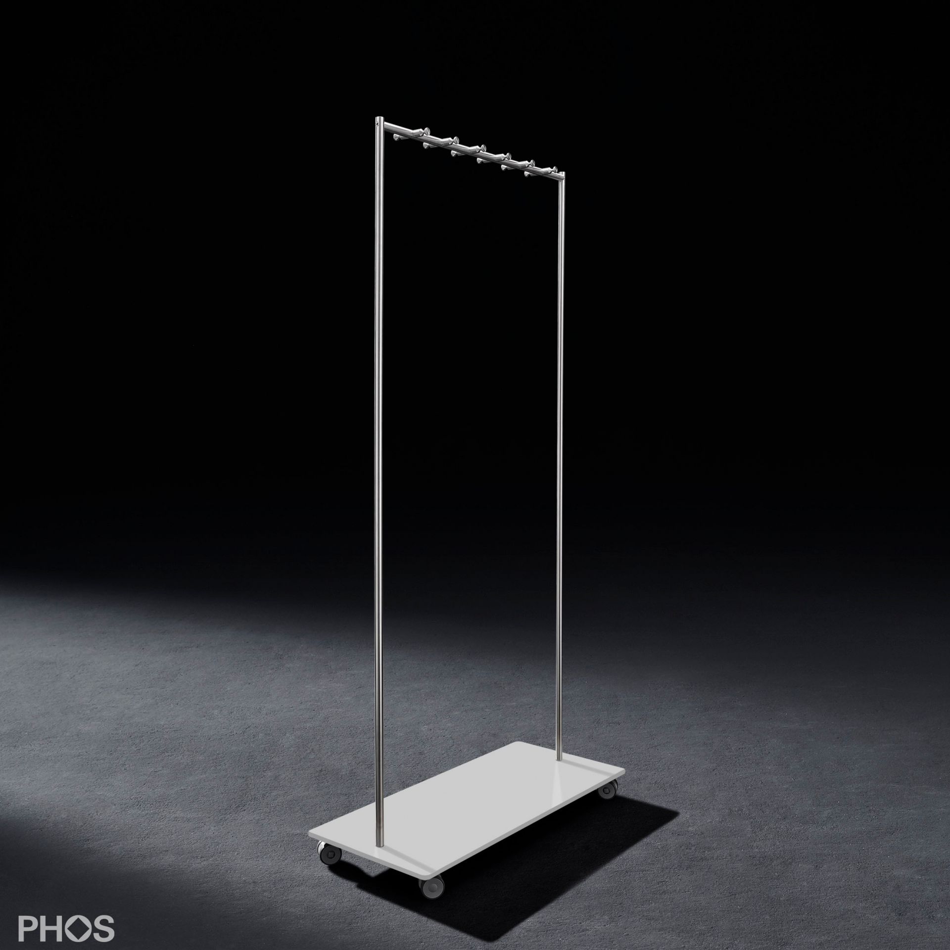 GW2-BPW Гардеробная тележка Twin Pur с 12 крючками для одежды, основание: белое. PHOS  - Вид №1