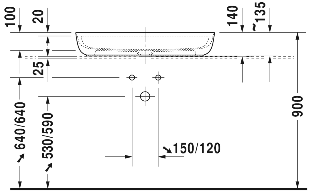 0380800000 Подвесная раковина настенная овальная Duravit Luv - Вид №3