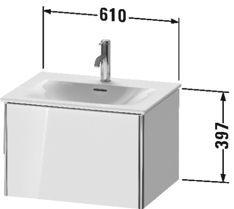 XS422200707 XSquare Тумбочка подвесная Бетонно-серый матовый декор Duravit - Вид №1