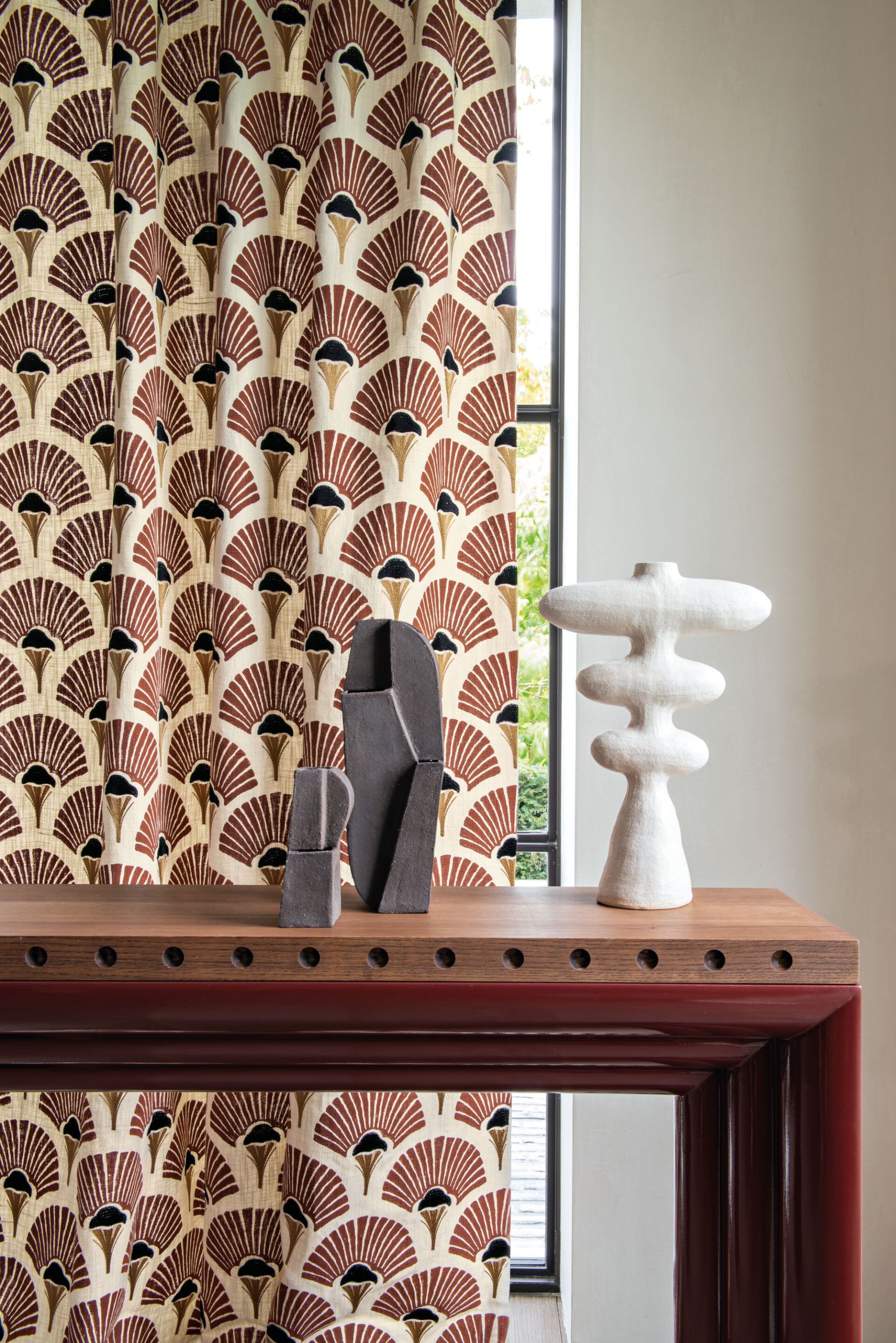 Льняная и хлопковая ткань для штор с цветочным рисунком Casamance Linefolia ARCH-00106312 - Вид №2