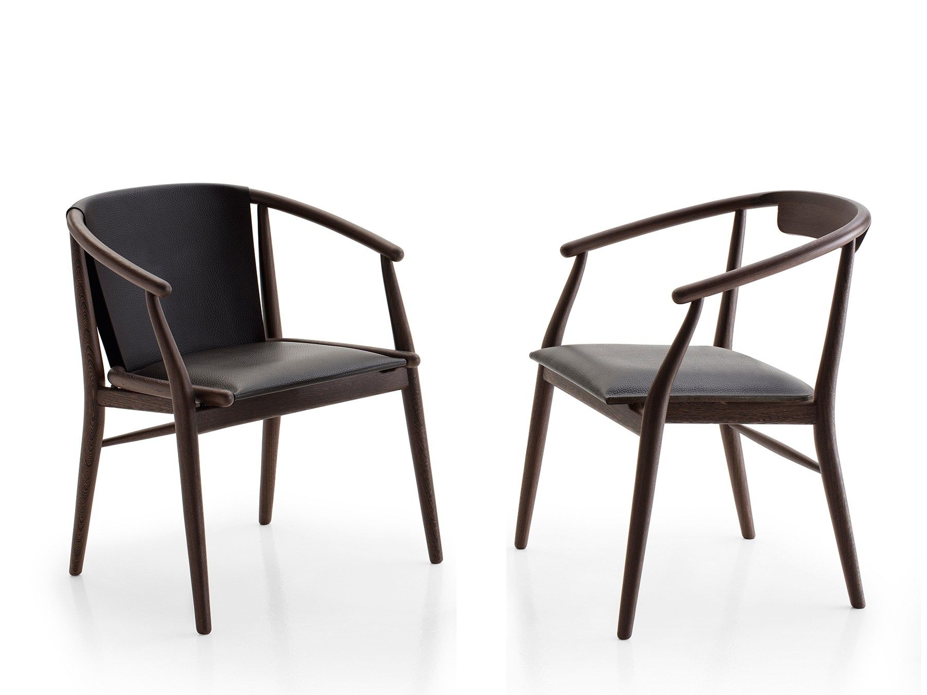 Деревянный и кожаный стул с подлокотниками B&B Italia Jens ARCH-00117574