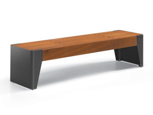 Стальная и деревянная скамья без спинки