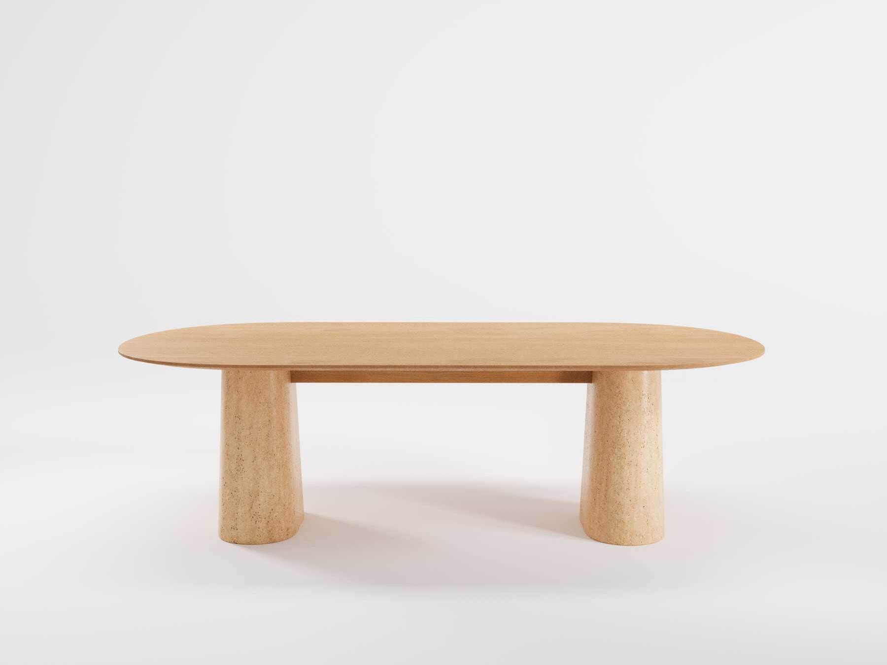 Деревянный овальный стол с травертиновым основанием Wewood Anchor ARCH-00015145 - Вид №10